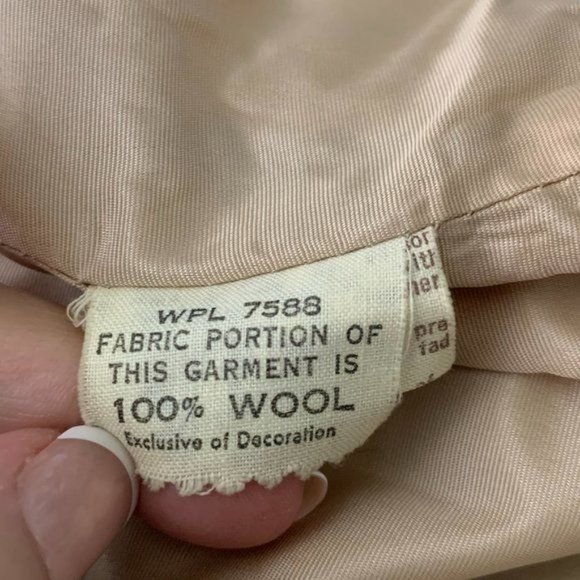 Vintage 60s Suede Wool Open Front Jacket S Brown Knit Pockets Buttons Lined - Picture 9 of 9